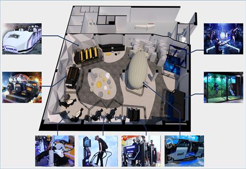 한반도 가상현실(VR) 여행체험관 1층 구성도.