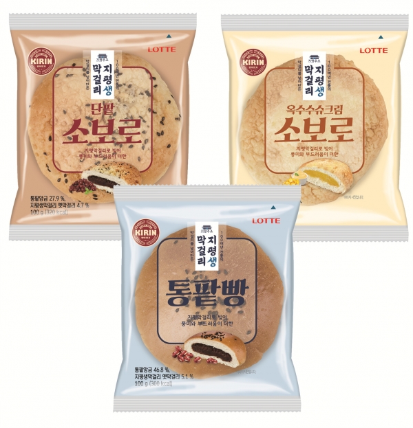 롯데제과-지평 생막걸리 컬래버레이션 양산빵 제품 3종