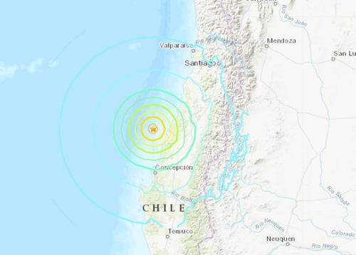 칠레 해안서 규모 6.8 지진 (사진= USGS 웹사이트 캡처)