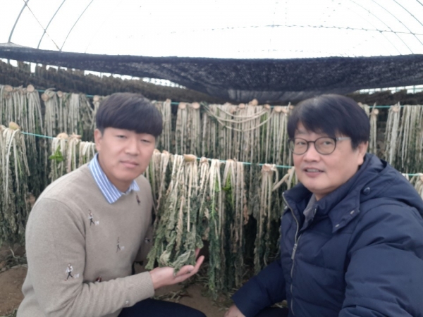 시래기 생산자 박재홍 님(좌)과 다드림쇼핑몰 이경환 대표(우)