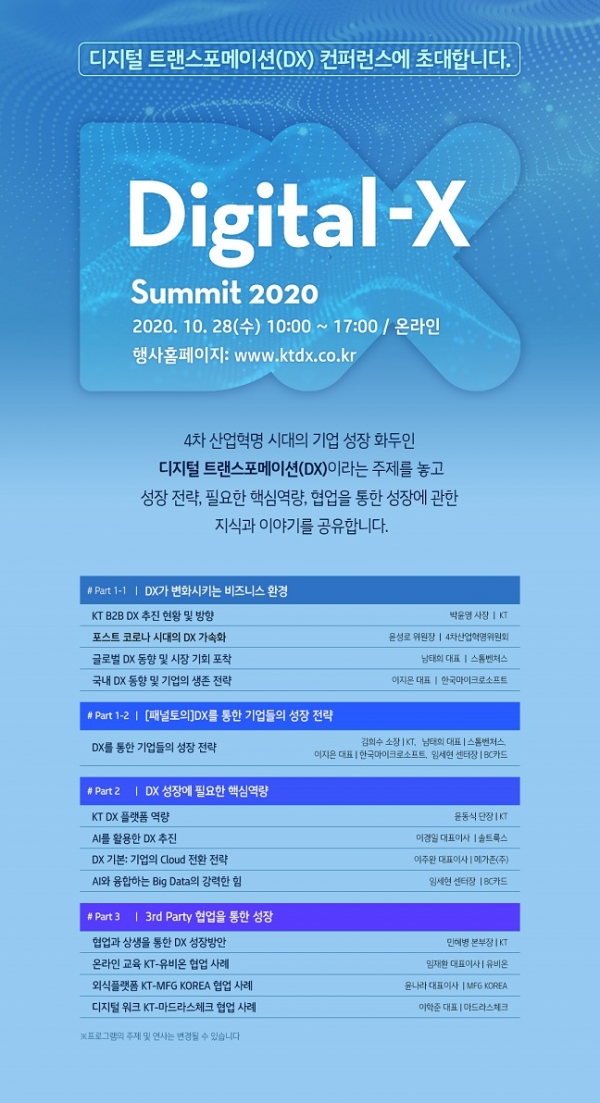 Digital-X Summit 2020 행사 안내 포스터